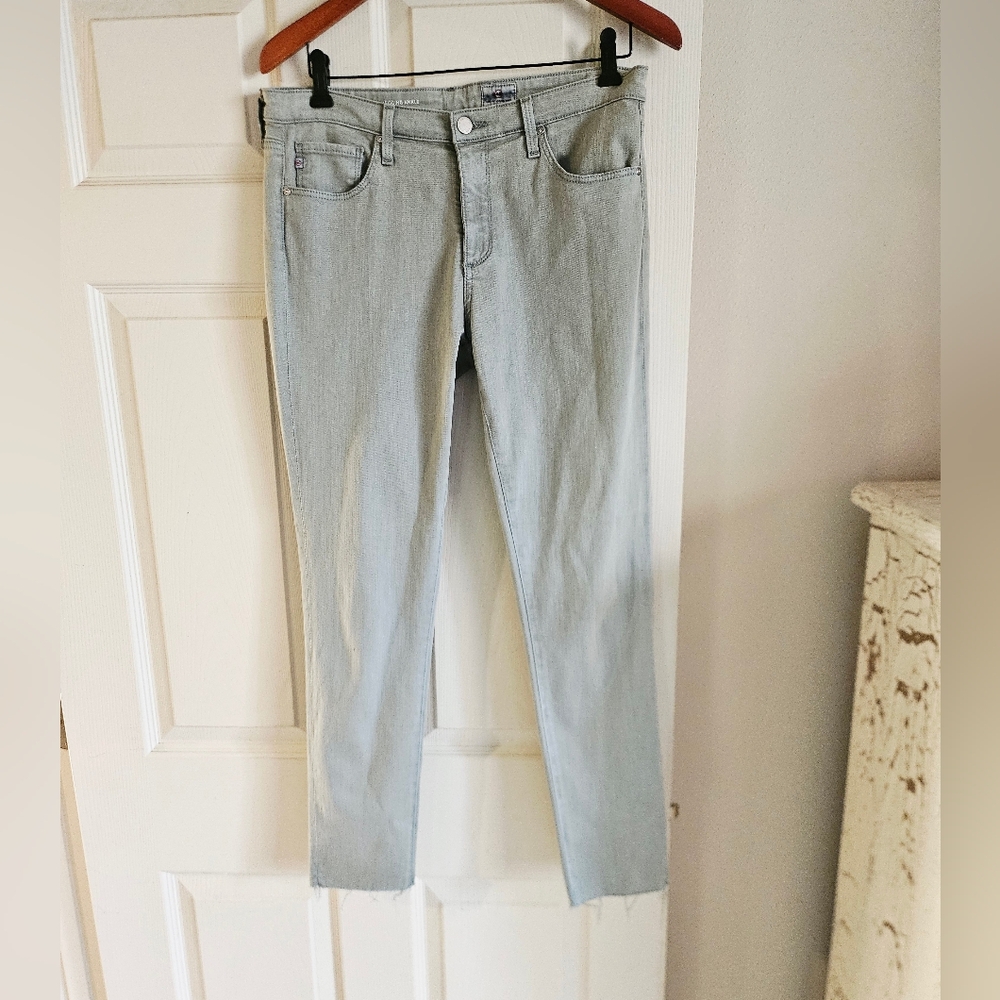 AG Adriano Goldschmied 30R Skinny Ankle Jean Light Sage Very Good Condition